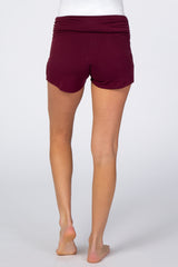 Burgundy Ruched Side Maternity Lounge Shorts