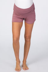 Mauve Ruched Side Maternity Lounge Shorts