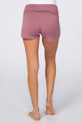 Mauve Ruched Side Maternity Lounge Shorts