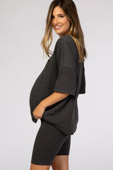 Charcoal Biker Short Maternity Sleep Set