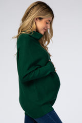 Forest Green Funnel Neck Dolman Sleeve Maternity Sweater