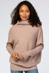 Mocha Funnel Neck Dolman Sleeve Maternity Sweater