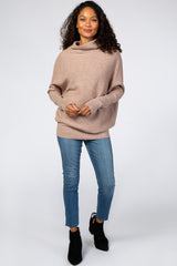 Mocha Funnel Neck Dolman Sleeve Sweater