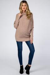 Mocha Funnel Neck Dolman Sleeve Maternity Sweater