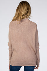 Mocha Funnel Neck Dolman Sleeve Maternity Sweater