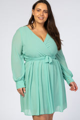 Mint Green Chiffon Plus Wrap Dress