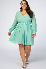 Mint Green Chiffon Plus Maternity Wrap Dress