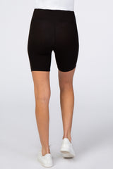 Black Ribbed Maternity Bike Shorts