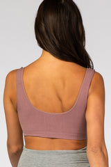 Mauve Ribbed Squared Neck Bralette