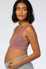 Mauve Ribbed Squared Neck Maternity Bralette