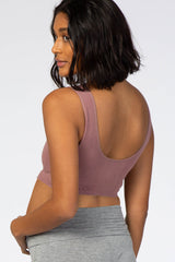 Mauve Ribbed Squared Neck Maternity Bralette