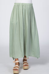 Sage Side Slit Maternity Maxi Skirt