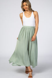 Sage Side Slit Maxi Skirt