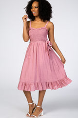 Pink Ruffle Smocked Dress