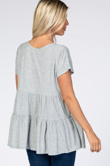 Heather Grey Swiss Dot Tiered Top