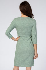 Mint Brushed Knit Wrap Fitted Nursing Dress