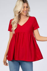 Red Swiss Dot Peplum Maternity Top