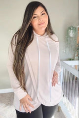 Light Taupe Layered Front Nursing Fleece Hoodie