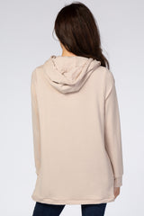 Light Taupe Layered Front Nursing Fleece Hoodie