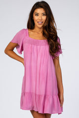 Pink Smocked Ruffle Dress
