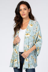 Light Blue Floral Ruffle Hem Cover Up