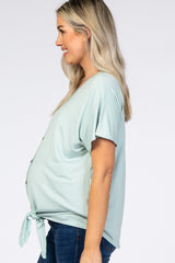 Mint Tie Front Short Sleeve Maternity Top