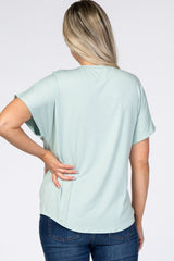 Mint Tie Front Short Sleeve Maternity Top