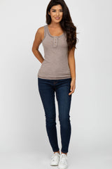 Mocha Raw Seam Sleeveless Top