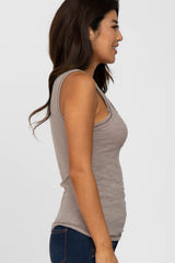 Mocha Raw Seam Sleeveless Top