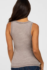 Mocha Raw Seam Sleeveless Top