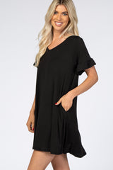 Black Ruffle Sleeve Swing Dress