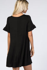 Black Ruffle Sleeve Swing Dress