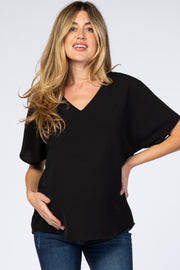 Black Short Sleeve Maternity Blouse