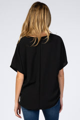 Black Short Sleeve Maternity Blouse