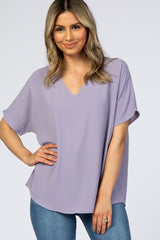 Lavender Short Sleeve Maternity Blouse