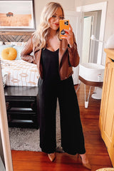 Black Cross Back Wide Leg Jumpsuit