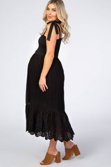 Black Eyelet Maternity Dress