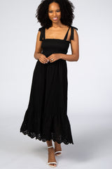 Black Eyelet Maternity Dress