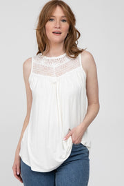 White Lace Inset Tank Top