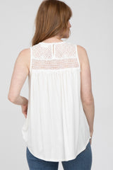 White Lace Inset Tank Top