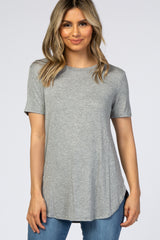 Heather Grey Ribbed Round Hem Top