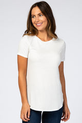 Ivory Ribbed Round Hem Maternity Top