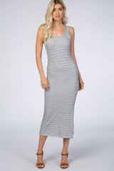 Ivory Striped Sleeveless Maternity Maxi Dress