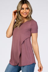 Mauve Layered Wrap Front Nursing Top