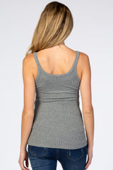 Heather Grey Ribbed Maternity Tank Top