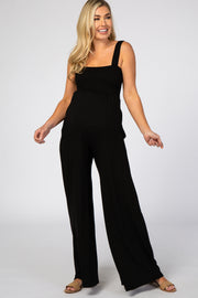 Black Sleeveless Wide Leg Maternity Jumpsuit