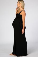 Black Sleeveless Wide Leg Maternity Jumpsuit