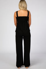 Black Sleeveless Wide Leg Maternity Jumpsuit