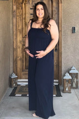 Navy Sleeveless Wide Leg Maternity Jumpsuit