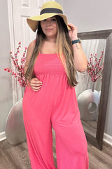 Coral Sleeveless Wide Leg Jumpsuit